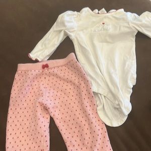 Janie and Jack heart pants and bunny bodysuit 6-12 months